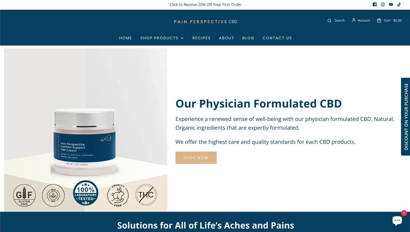 Pain Perspective CBD website built by 1StepAhead